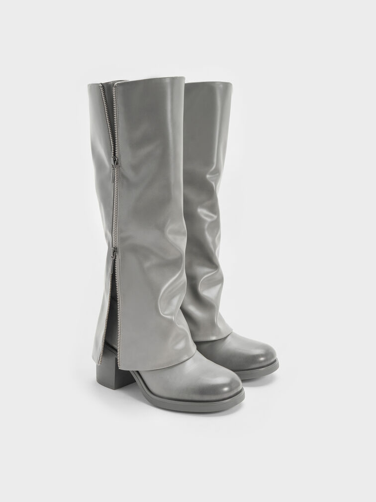 Septau Boots Louise Knee-High Burnished, Light Grey, hi-res