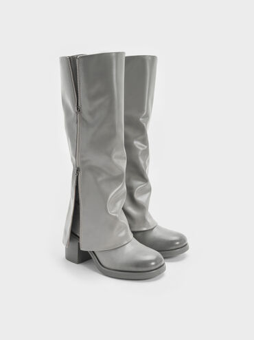 Septau Boots Louise Knee-High Burnished, Light Grey, hi-res