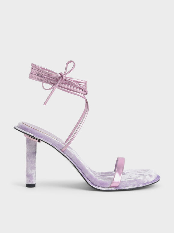 Koleksi Holiday 2021: Sandal Stiletto Kiera Metallic Tie-Around, Lilac, hi-res
