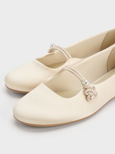 Orinda Knot-Pearl Mary Jane Flats, Butter, hi-res