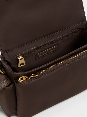 Tas Selempang Buckled Levy Nilon, Espresso Brown, hi-res