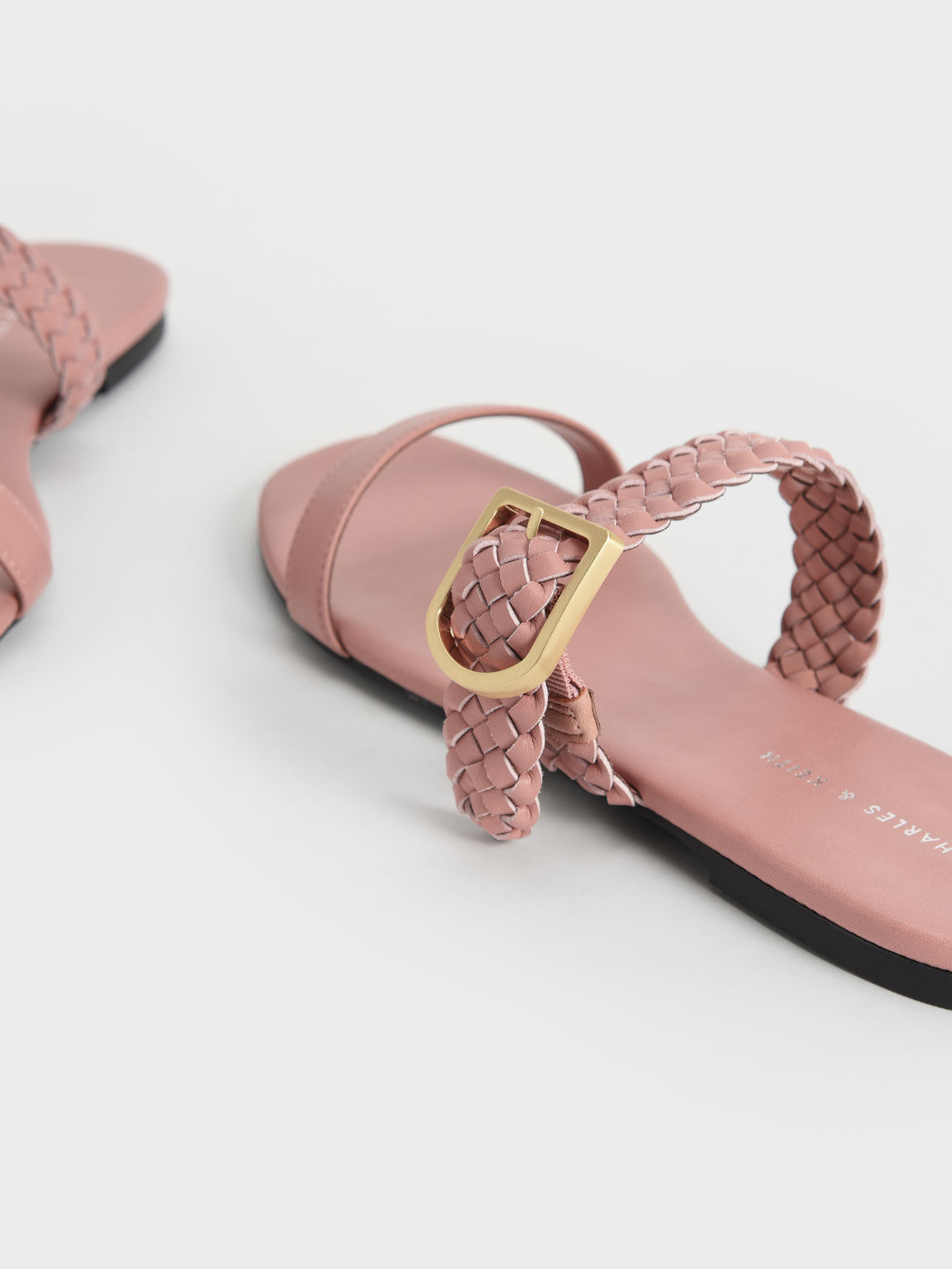 Sandal Woven Strap Slide, Pink, hi-res