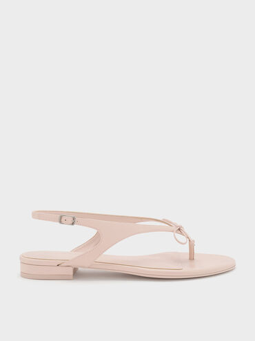 Sandal Thong Slingbacks Bow, Nude, hi-res