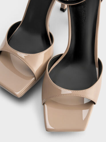 Sandal Heeled Platform Patent, Taupe, hi-res