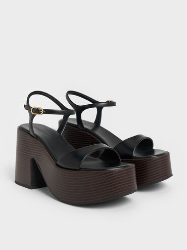 Sandal Platform Ankle-Strap, Black, hi-res