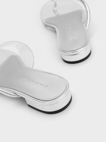 Transparent Thong Sandals, Silver, hi-res