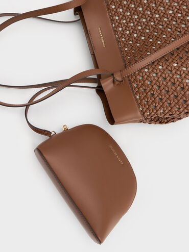 Tas Tote Woven Calla, Chocolate, hi-res