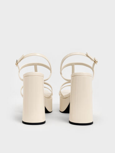 Patent T-Bar Strappy Platform Sandals, Chalk, hi-res