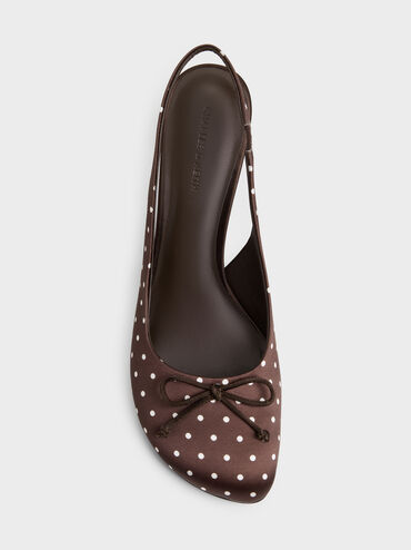 Imani Polka-Dot Asymmetric Slingback Pumps, Dark Brown Textured, hi-res