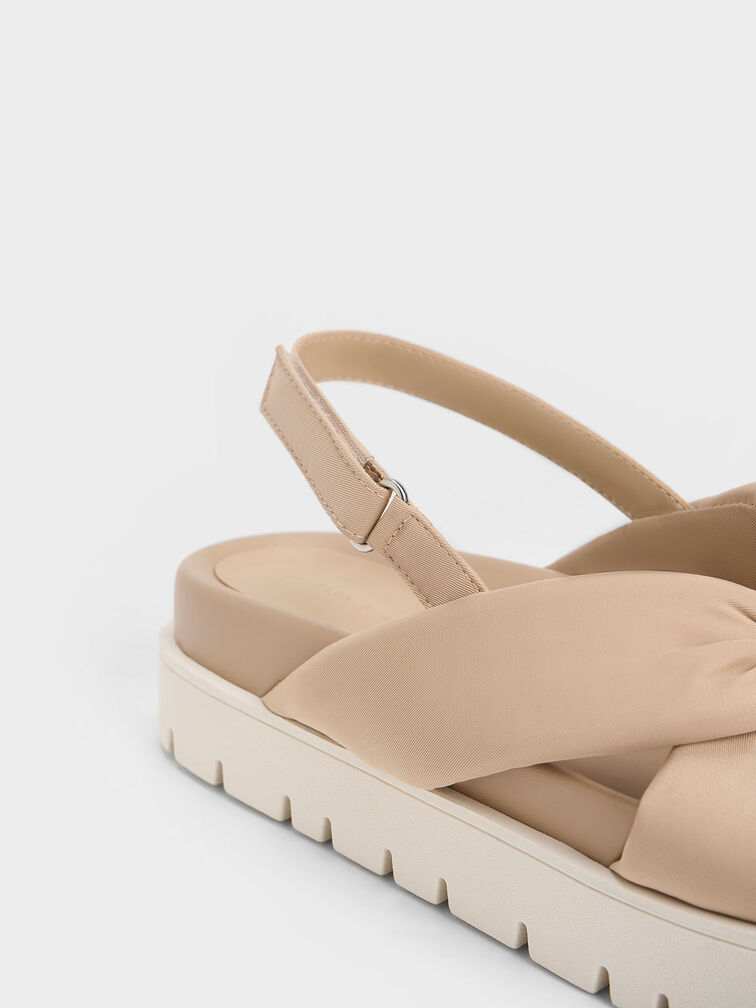 Sandal Flatform Nylon Knotted, Nude, hi-res