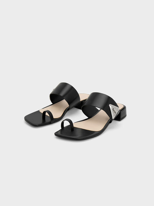 Trice Metallic Accent Toe-Ring Sandals, Black, hi-res