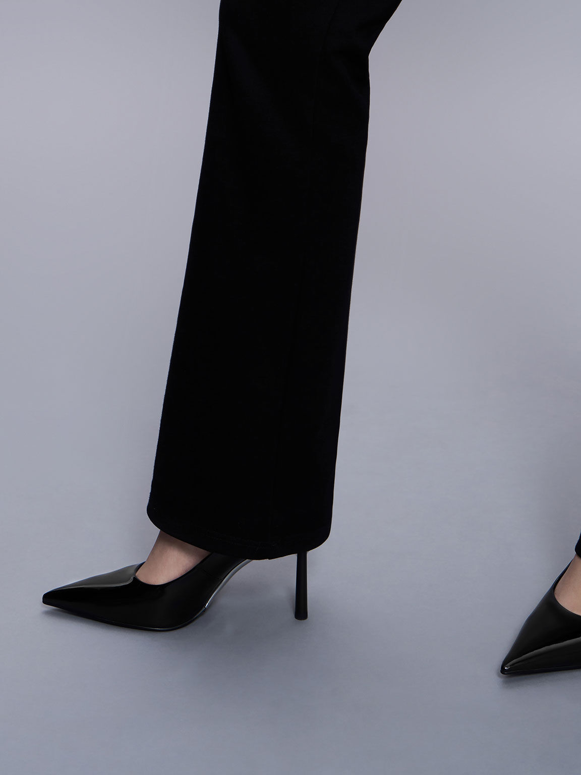 Black Patent Pointed Toe Stiletto Heels CHARLES KEITH ID