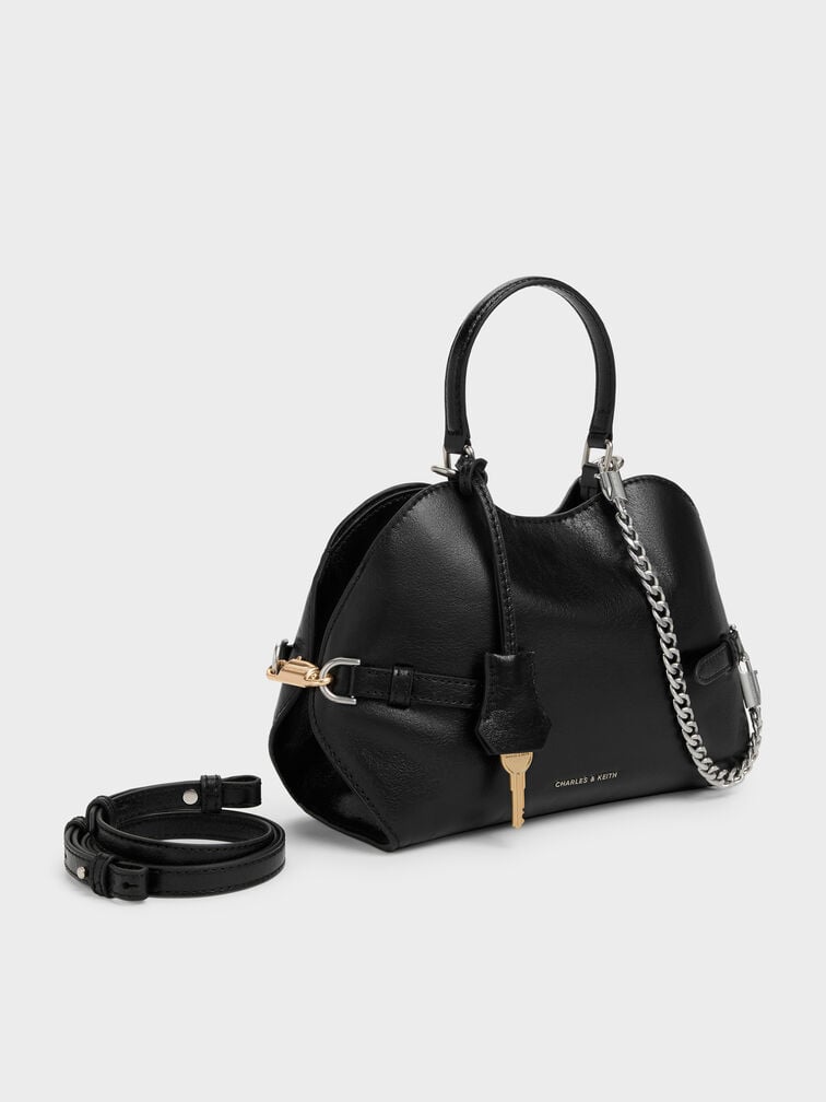 Tas Tote Side-Belt Chain Delfina, Noir, hi-res