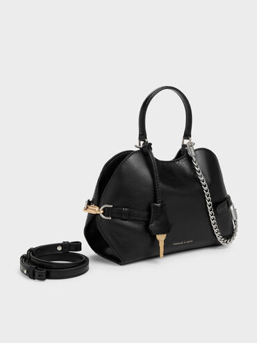Tas Tote Side-Belt Chain Delfina, Noir, hi-res