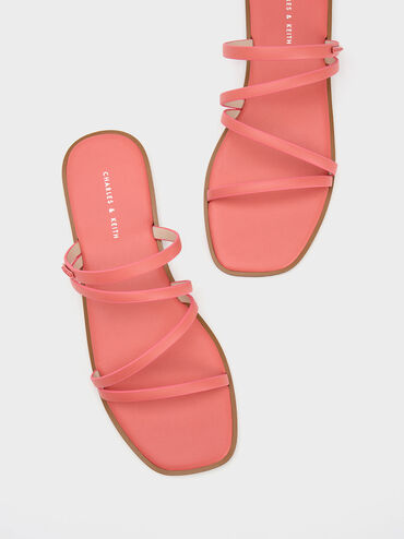 Sandal Slide Strappy, Coral Pink, hi-res