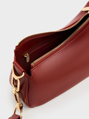 Tas Bahu Chain-Accent Agatha Mini, Burgundy, hi-res