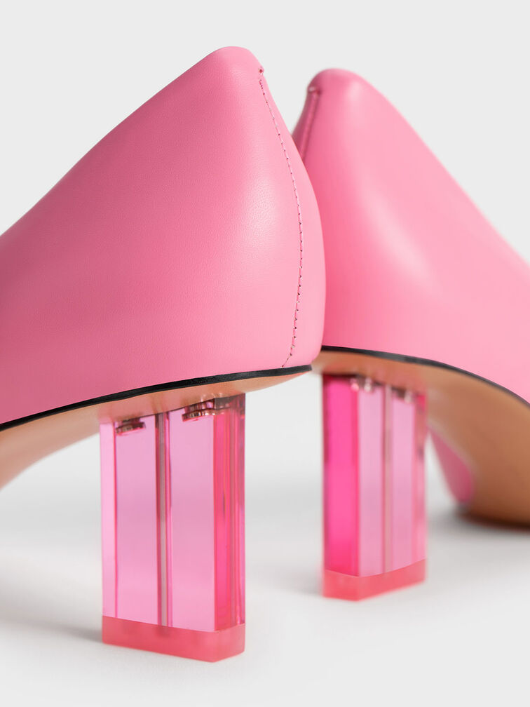 Sepatu Pumps Metallic Blade Heel, Pink, hi-res
