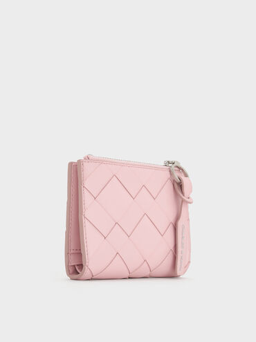 Ivette Woven Top-Zip Small Wallet, Cotton Candy Pink, hi-res