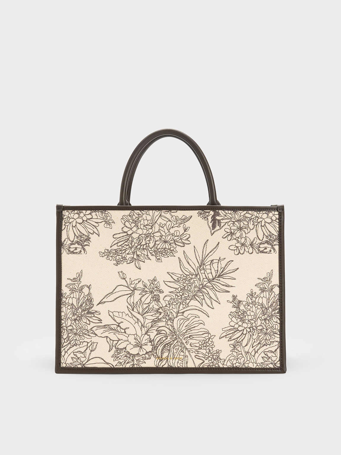 Tas Tote Bag Floral Illustrated, Dark Moss, hi-res