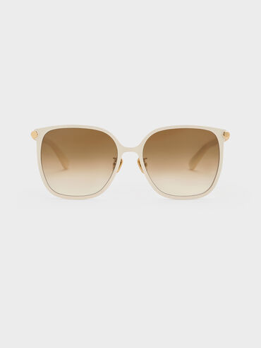 Ophelia Metallic-Accent Square Sunglasses, Cream, hi-res