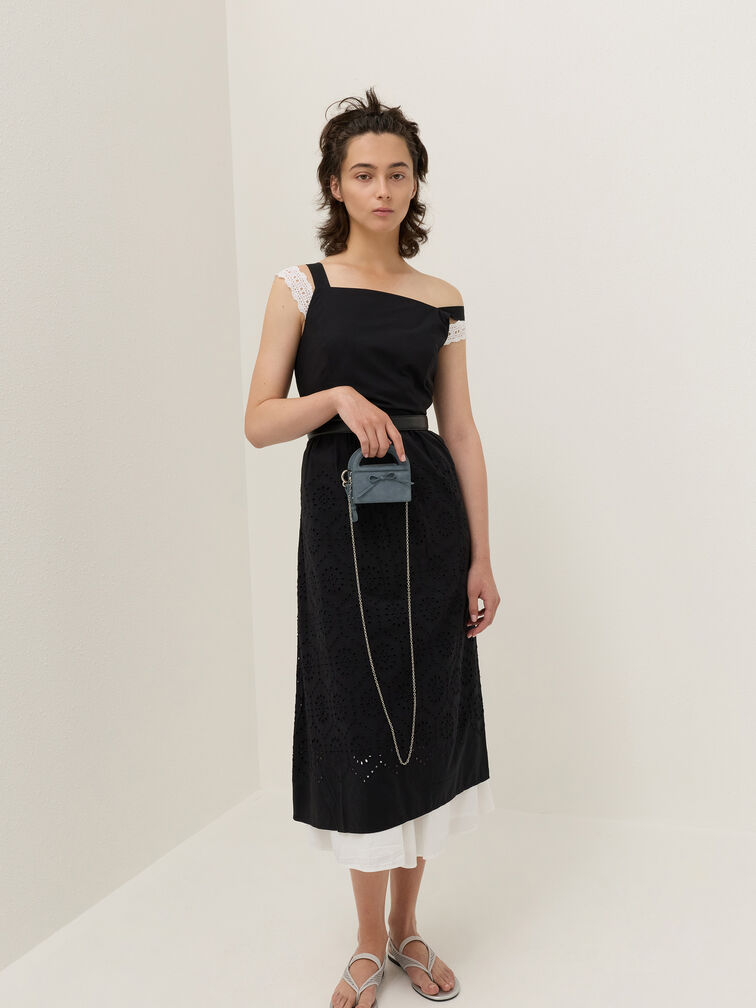 Reese Bow Top Handle Wristlet, Smoky Blue, hi-res