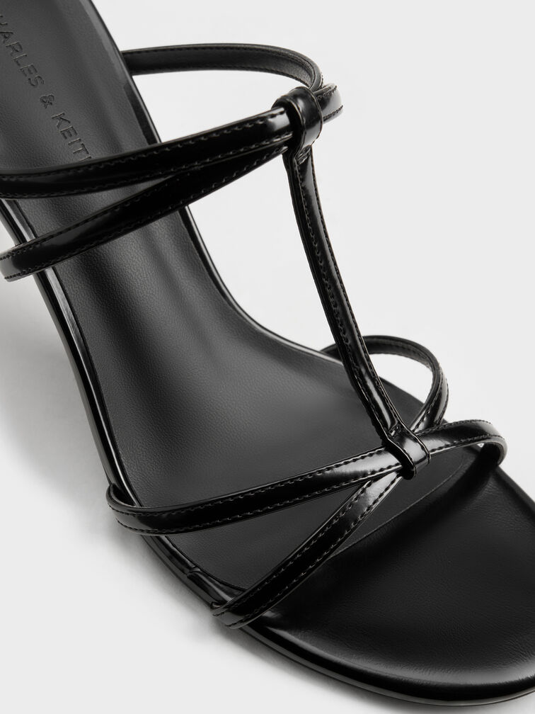 Sepatu Mules Strappy T-Bar Crossover, Black Box, hi-res