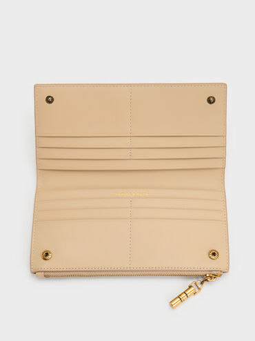 Cesia Top-Zip Long Wallet, Sand Beige, hi-res