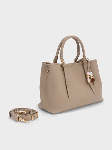 Tas Tote Bead-Charm Baral, Taupe, hi-res