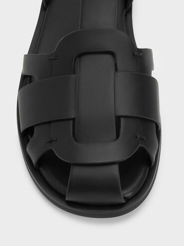 Easley T-Bar Caged Sandals, Black, hi-res