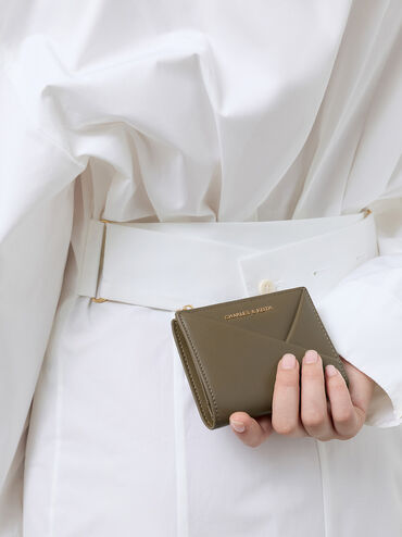 Midori Geometric Top-Zip Wallet, Deep Olive, hi-res