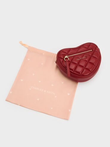 Tas Selempang Quilted Heart Pafutto, Tomato Red, hi-res