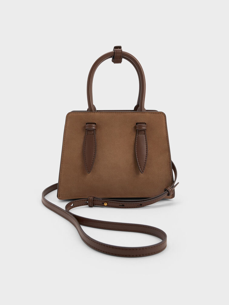 Tas Tote Trapeze Structured Allyn Recycled Suede, Mocha Brown, hi-res