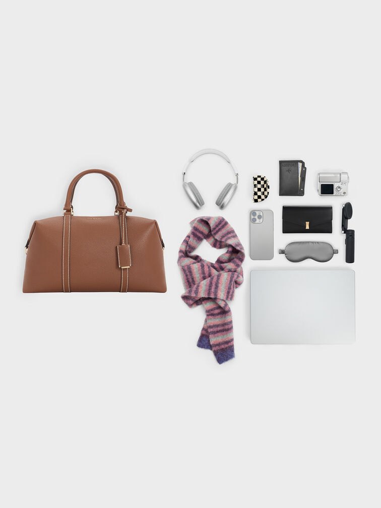 Chance Recycled Leather Bowling Bag, Chocolate, hi-res