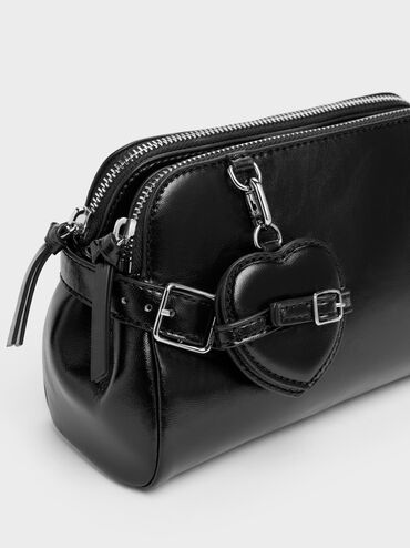 Tas Bahu Heart-Charm Nellie, Noir, hi-res
