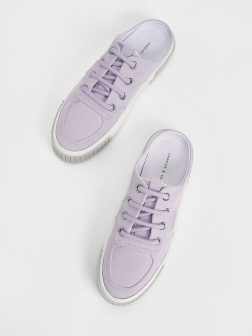 Sepatu Sneakers Slip-On Canvas Panelled, Lilac, hi-res