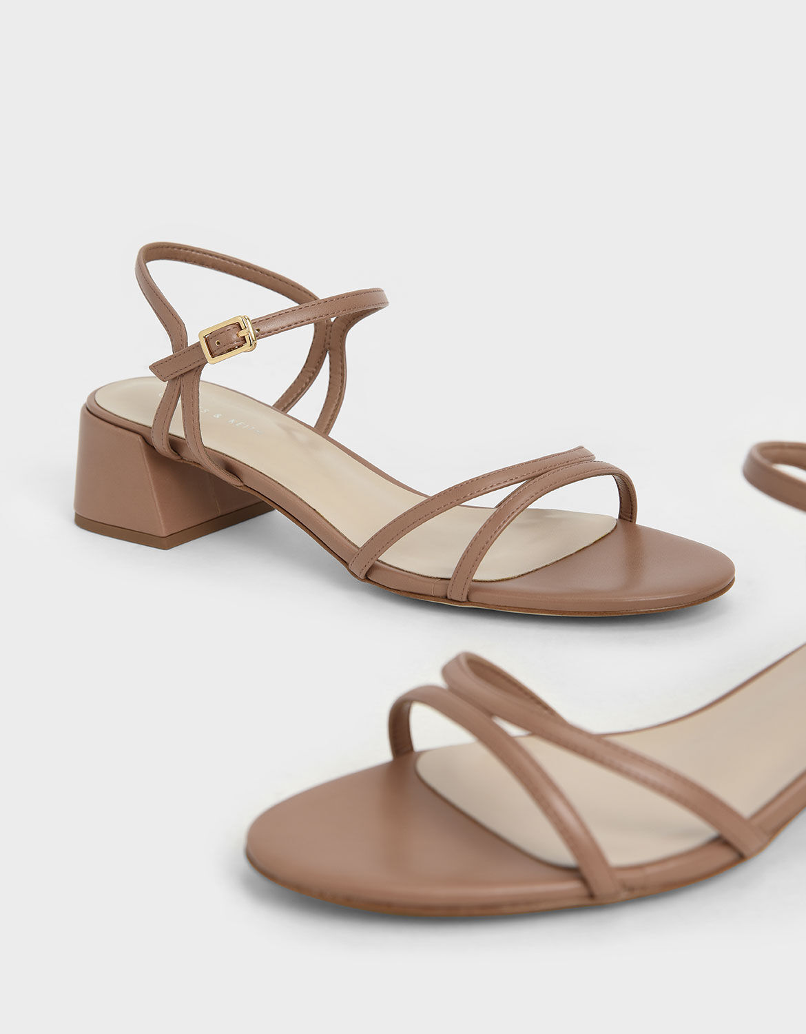 Tan Strappy Block Heel Sandals 