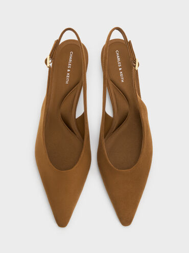 Emelia Faux Suede Slingback Flats, Camel, hi-res
