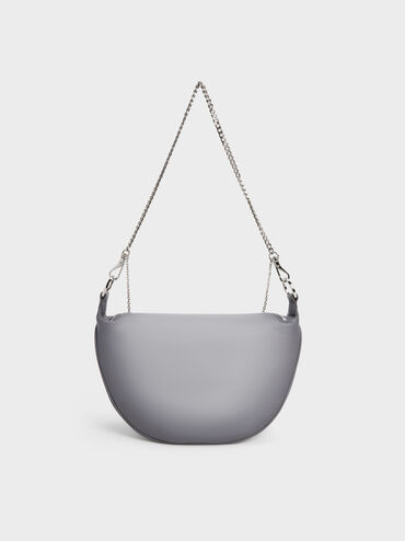 Philomena Half-Moon Crossbody Bag, Grey, hi-res