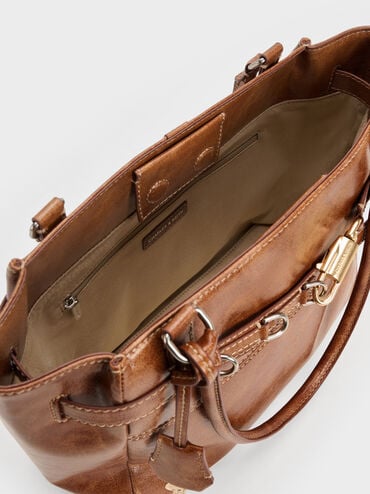 Tas Tote Belted Delfina, Distressed Tan, hi-res