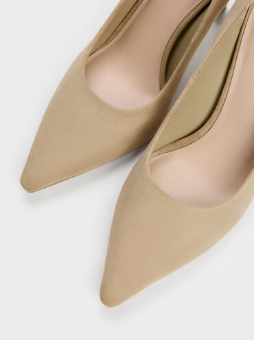 Kerra Faux Suede Pointed High Heels, Beige, hi-res