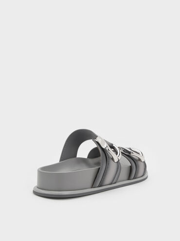 Gabine Leather Ombre Buckled Sandals, Light Grey, hi-res