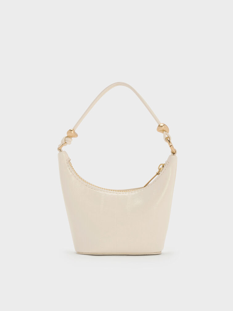 Micro Augustine Eel-Effect Chain-Handle Bag, Cream, hi-res