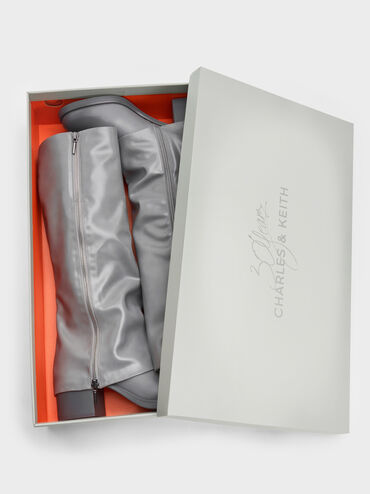Louise Burnished Knee-High Boots, Light Grey, hi-res