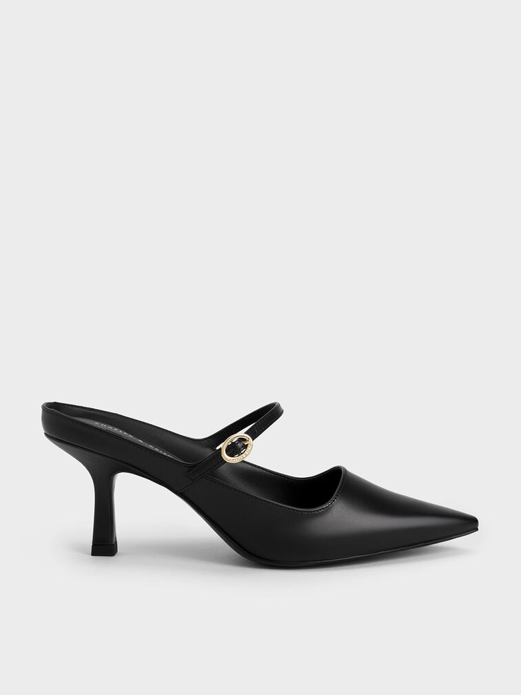 Sepatu Mules Heeled Mary Jane, Black, hi-res