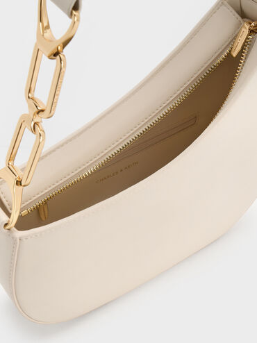 Agatha Chain-Accent Shoulder Bag, Cream, hi-res