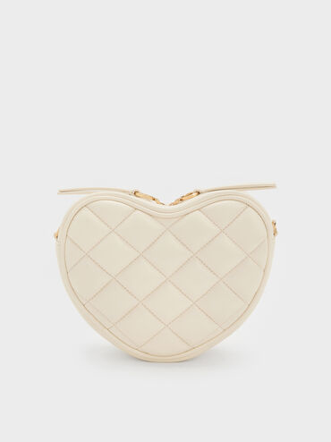 Paffuto Quilted Heart Crossbody Bag, Cream, hi-res