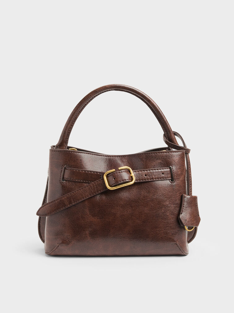 Tas Top Handle Victoria Belted, Distressed Coffee, hi-res