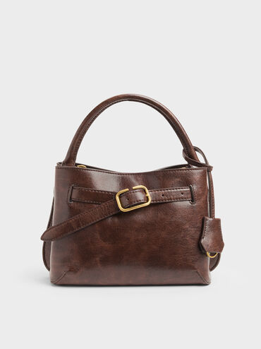 Tas Top Handle Victoria Belted, Distressed Coffee, hi-res