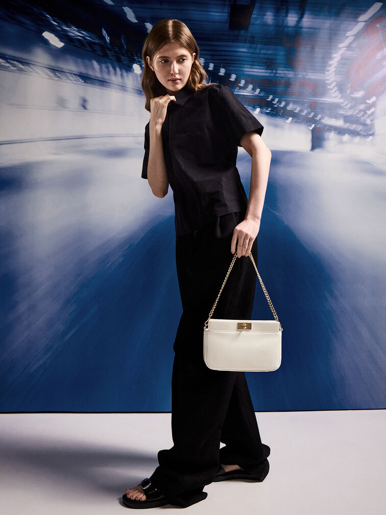 Tas Bahu Chain-Handle Lennie, Cream, hi-res