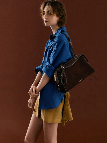 Tas Bahu Braided-Charm Haylen, Espresso Brown, hi-res